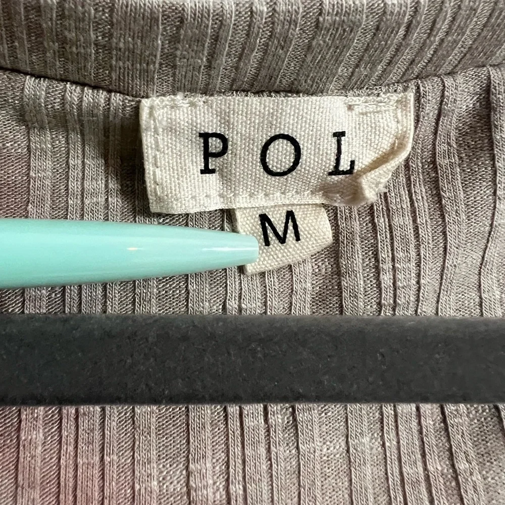 POL Women’s Ribbed Pink and Tan Tie Dye Short Sleeve Top with Button Details - Picture 6 of 8